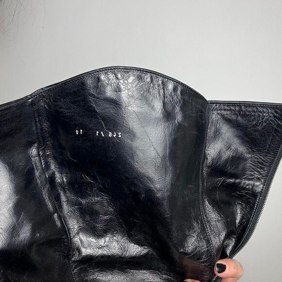 Versace Vintage Y2K Black Leather and Signature Canvas Tall Knee High Boots - Picture 7 of 8